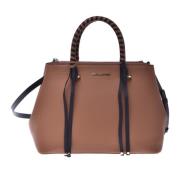 Handbag in black and tan calfskin Baldinini , Multicolor , Dames