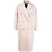 Omkeerbare Shearling V-Hals Jas Blancha , Beige , Dames