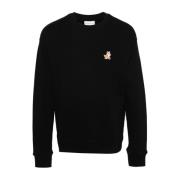 Zwarte Comfort-Fit Sweater met Speedy Fox Logo Patch Maison Kitsuné , ...