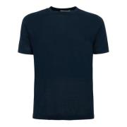 Blauw Katoenen Geribbelde Crewneck T-shirt Kangra , Blue , Heren