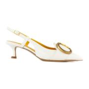Witte leren slingback sandalen puntig ontwerp Mara Bini , White , Dame...