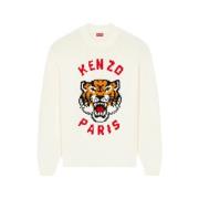 Lucky Tiger Grafische Trui Kenzo , Beige , Heren