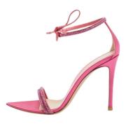 Pre-owned Satin sandals Gianvito Rossi Pre-owned , Pink , Dames