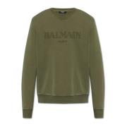 Sweatshirt met logo print Balmain , Green , Heren