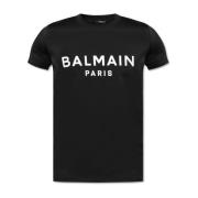 Zwem T-shirt met logo Balmain , Black , Heren