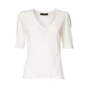 Linnen Stretch V-Hals T-Shirt Max Mara Weekend , White , Dames