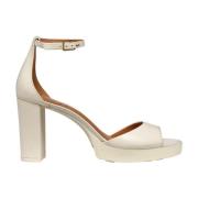 Witte leren jurksandalen Geox , White , Dames