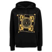 Logo-Print Katoen Hoodie Zwart Sweater Versace Jeans Couture , Black ,...