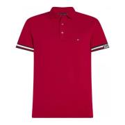 Monotype Flag Cuff Slim Fit Polo Tommy Hilfiger , Red , Heren