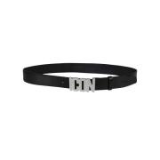 Zwarte leren Icon Riem met zilveren logo plaque Dsquared2 , Black , He...