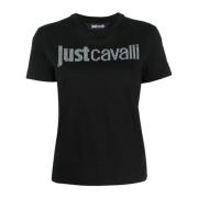 Zwarte T-shirt en Polo Collectie Just Cavalli , Black , Dames