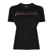 Zwarte T-shirt en Polo Collectie Just Cavalli , Black , Dames