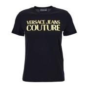 Zwarte T-shirt en Polo Collectie Versace Jeans Couture , Black , Dames