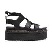 Zwarte leren gladiatorsandalen Dr. Martens , Black , Dames