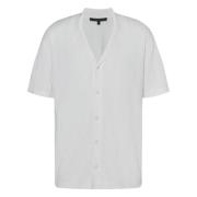 Heren Katoenen Gebreid Overhemd in Wit Drykorn , White , Heren