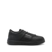 Zwarte Casual Gesloten Platte Sneakers Emporio Armani , Black , Heren