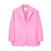 Roze Faux Leren Knoopblazer Stand Studio , Pink , Dames