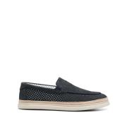 Blauwe Nabuk Slip-On Loafers Casadei , Blue , Heren