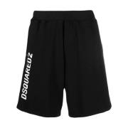 Zwarte Katoenen Casual Shorts voor Mannen Dsquared2 , Black , Heren