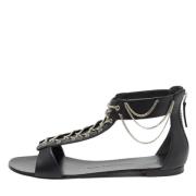 Pre-owned Leather flats Giuseppe Zanotti Pre-owned , Black , Dames