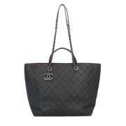 Pre-owned Leather shoppers Chanel Vintage , Black , Dames