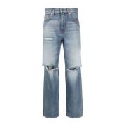 Blauwe Straight Jeans Casual Stijl Love Moschino , Blue , Dames