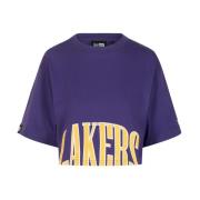 LA Lakers NBA Team Crop T-shirt New Era , Purple , Dames