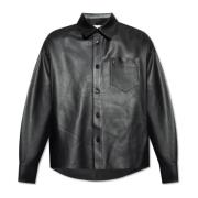 Leren shirt Ami Paris , Black , Heren