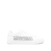 Witte Leren Casual Sneakers Moschino , White , Heren