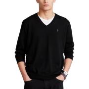 Slim Fit Wasbare Wollen Trui Polo Ralph Lauren , Black , Heren