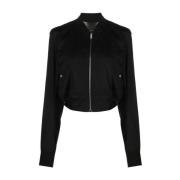 Omkeerbare Zwarte Cropped Flight Bomber Rick Owens , Black , Dames