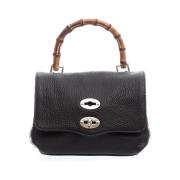 Zwarte Leren Postina Handtas Zanellato , Black , Dames