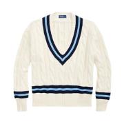 Gedraaid Gebreide Trui voor Dames Wit Blauw Polo Ralph Lauren , Beige ...