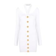 Witte Halternek Gebreide Jurk Balmain , White , Dames