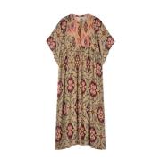 Gedrukte Viscose Jurk Summum Woman , Brown , Dames