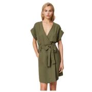 Wikkeljurk met Korte Kimono Mouwen Twinset , Green , Dames