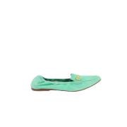 Pre-owned Leather flats Loewe Pre-owned , Green , Dames