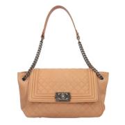 Pre-owned Leather chanel-bags Chanel Vintage , Beige , Dames