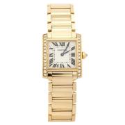 Pre-owned Yellow Gold watches Cartier Vintage , Beige , Dames