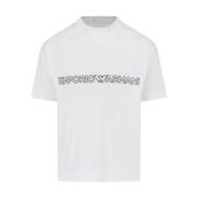 Wit Logo Katoenen T-shirt Korte Mouw Emporio Armani , White , Heren