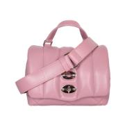 Leren Gewatteerde Tas met Top Handvat Zanellato , Pink , Dames