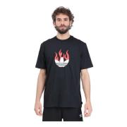 Zwarte Flames Logo T-shirt Adidas Originals , Black , Heren