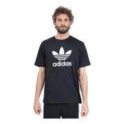 Zwarte Adicolor Trefoil T-shirt Adidas Originals , Black , Heren
