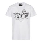 Wit Watercolor Logo T-Shirt Versace Jeans Couture , White , Heren