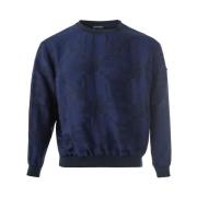 Blauwe Sweatshirt met Ritssluiting Emporio Armani , Blue , Heren