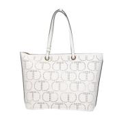 Korrelig lederen tote tas Twinset , White , Dames