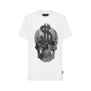 Skull Print Katoen Jersey T-shirt Philipp Plein , White , Heren