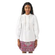 Katoenen poplin openwork blouse Rodo Antik Batik , White , Dames