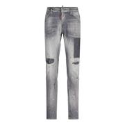 Slim-Fit Jeans met Distressed Details Dsquared2 , Gray , Heren