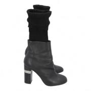 Pre-owned Leather boots Chanel Vintage , Black , Dames